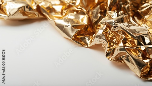Wrinkled gold foil pieces w...