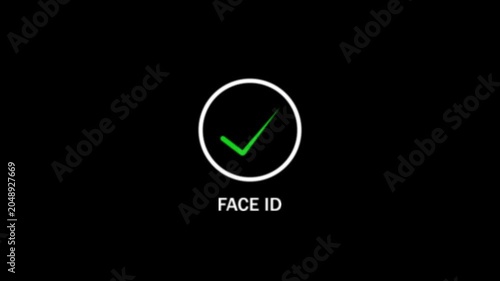 Face I D biometric authentication security unlock circle green checkmark modern technology interface