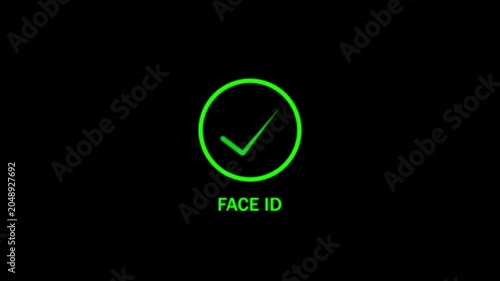 Biometric Security Face I D Recognition Technology Futuristic Digital Authentication System Green Neon Circle