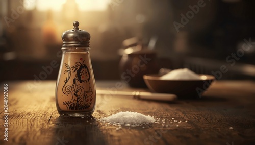 Whimsical salt shaker illus...