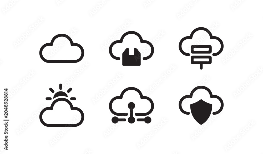 Fototapeta premium Cloud technology and data storage icons for digital services and networks.
