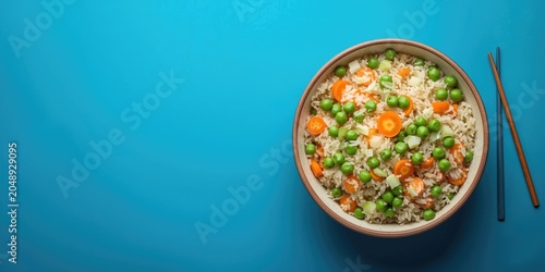 Overhead shot of rice mixed...
