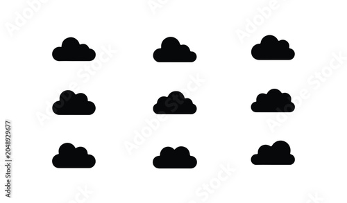 Photos Set of modern black cloud icons for weather forecast and meteorological design