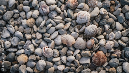 Ocean seashells displayed w...