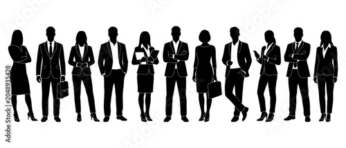 Canvas Print Vector illustration of business people silhouettes isolated on white background