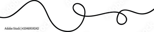 Photos A single black line with smooth curves and loops on transparent background