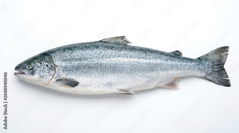 Fototapeta premium Fresh Whole Raw Salmon Fish Isolated on White Background