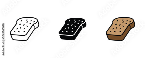 Fotografie Sliced whole wheat toast bread bakery food icon set