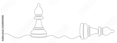 Foto A single continuous line drawing of a bishop chess piece on a white background