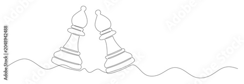 Foto A single continuous line drawing of a bishop chess piece on a white background