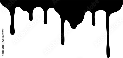 Black paint drip silhouette design element isolated on transparent background