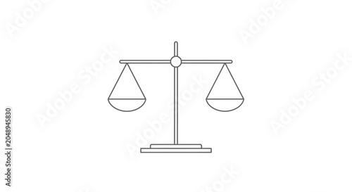 Photos Balance Scale Icon, Justice Symbol, Weighing Fairness, Equilibrium Concept, Line