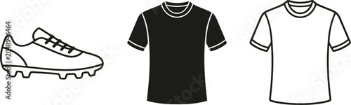 Εκτύπωση καμβά Black and white t shirts and football cleat