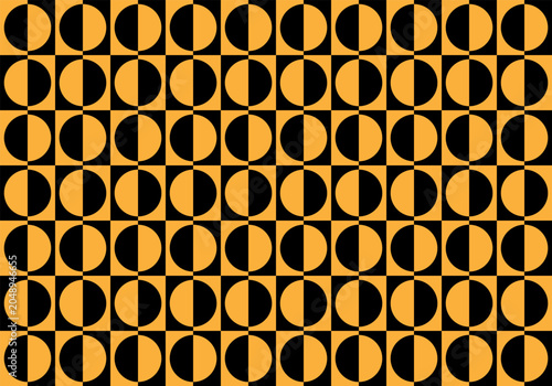 Obraz na płótnie Semicircular and square graphic shapes in black and yellow