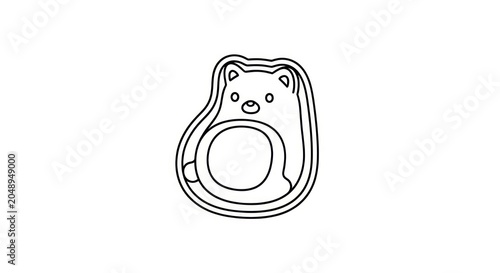 Cute line art of a small bear inside an avocado shape