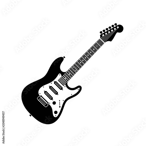Bild auf Leinwand Black Electric Guitar Silhouette Icon Vector