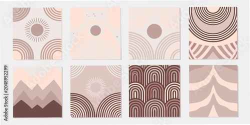 Photos Abstract Geometric Patterns Collection Boho Style Vector Illustrations