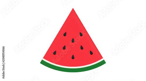 Fresh watermelon slice with juicy red flesh green rind and black seeds transparent background