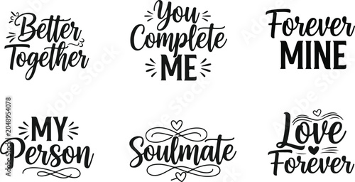 Obraz na płótnie Romantic typography quotes collection for valentine's day and wedding designs