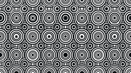 Fotografie Concentric Circles Seamless Pattern Black and White Geometric Optical Illusion V