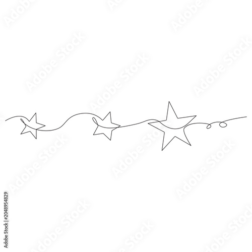 Minimalist illustration of a star created using a single continuous line drawing style. One line art star vector illustration One line Drawing or illustration of a star.
