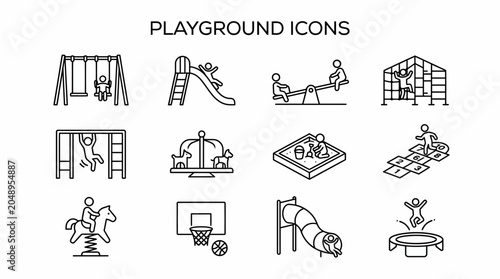 Fotografija Playground icons and recreational equipment symbols.
