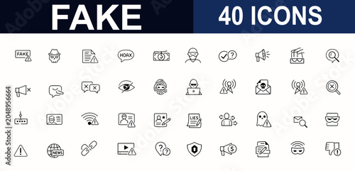 Cuadro en lienzo Fake web icons in line style set