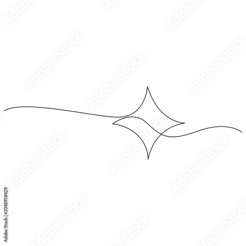 Minimalist illustration of a star created using a single continuous line drawing style. One line art star vector illustration One line Drawing or illustration of a star.