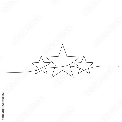 Minimalist illustration of a star created using a single continuous line drawing style. One line art star vector illustration One line Drawing or illustration of a star.