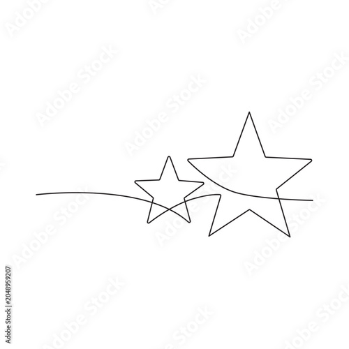 Minimalist illustration of a star created using a single continuous line drawing style. One line art star vector illustration One line Drawing or illustration of a star.