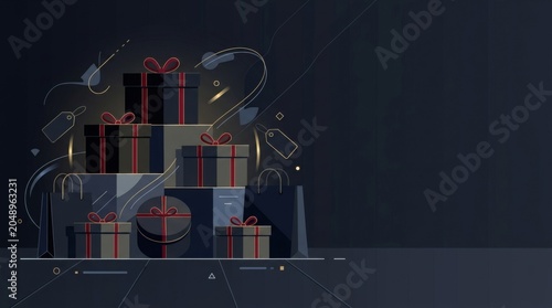 Luxury Black Friday Shopping Concept with Elegant Gift Boxes