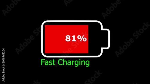 Fast charging icon and dark background 4k motion video animation.