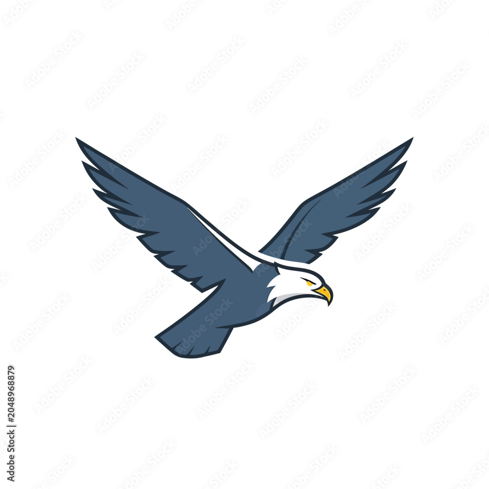 Fototapeta premium Majestic Eagle Flying Freedom Wings Sky White Background Vector Art