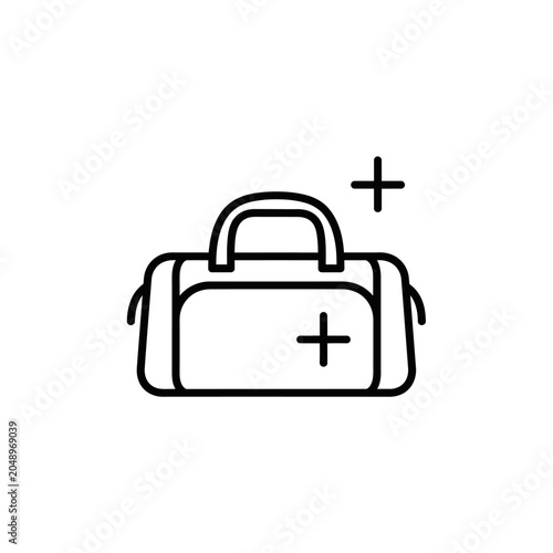 Medical Bag Icon with Plus Sign, Healthcare and First Aid Symbol, Simple Vector Art