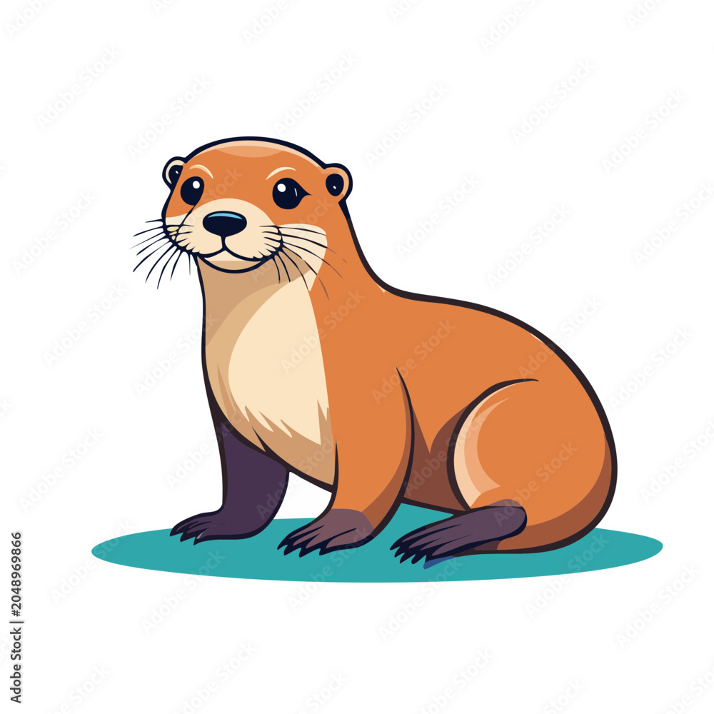 Fototapeta premium Cute cartoon otter illustration