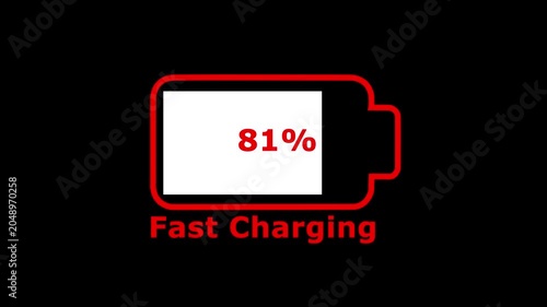 Fast charging icon and dark background 4k motion video animation.