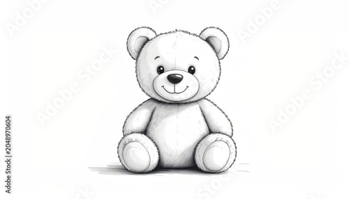Cute Teddy Bear Sitting Alone Smiling.