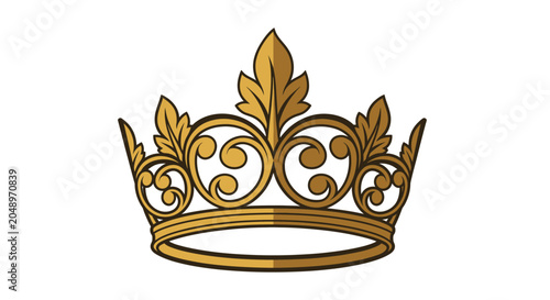 Schilderij op canvas Ornate Golden Crown with Regal Embellishments and Leaf Motifs