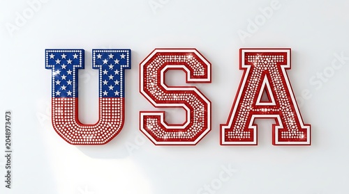 Usa Letters With Dotted Pattern And Shadow On White Background