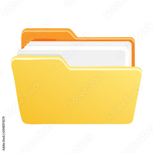 Yellow file folder icon with documents
