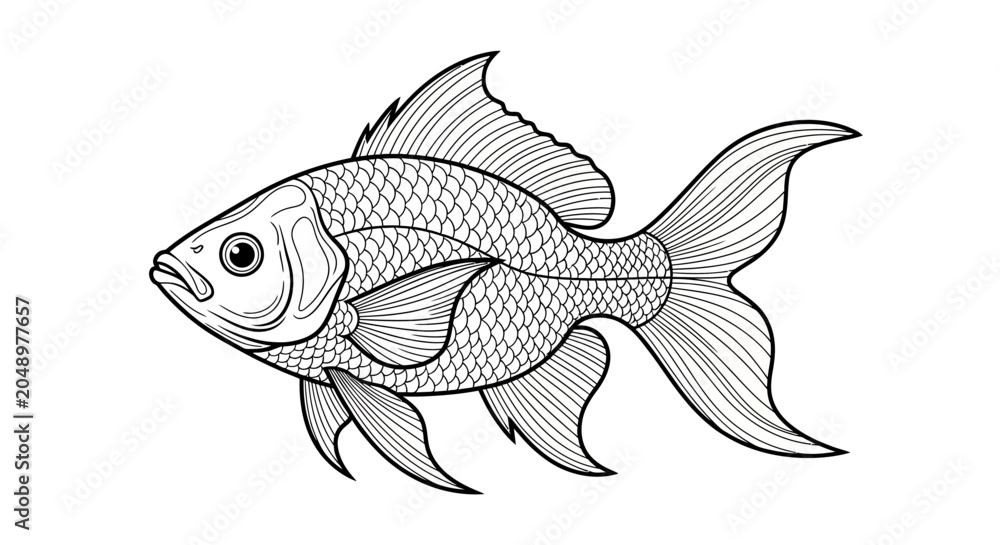 Fototapeta premium Detailed illustration of a single fish.