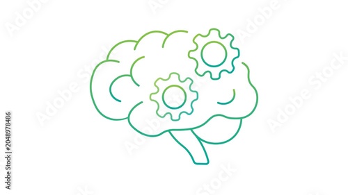 This icon animation depicts an illustration of a human brain seen from the side (lateral profile) drawn in a simplified way showing its folded structure.