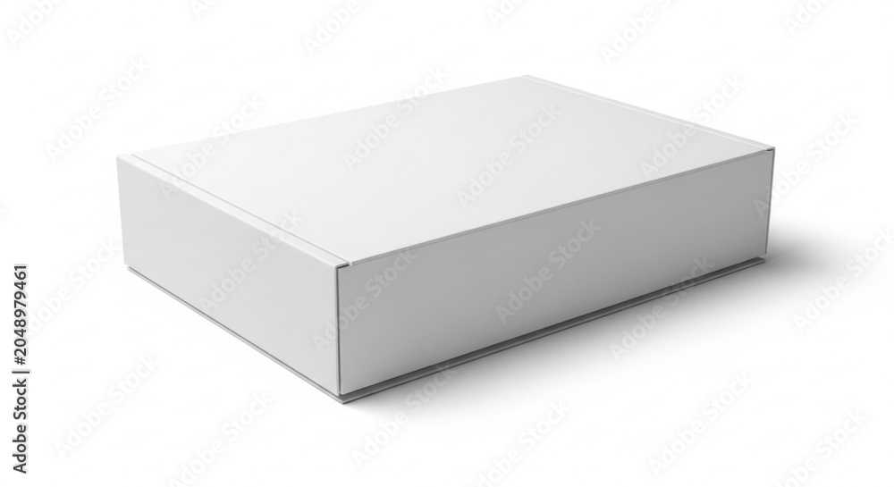 Fototapeta premium Blank White Rectangular Cardboard Packaging Box Mockup Isolated on White Background for Product Design Presentation