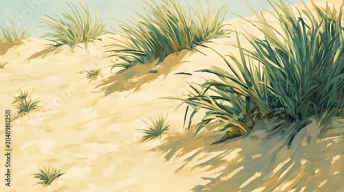 Wind-swept coastal dunes with soft light and textured sand patterns