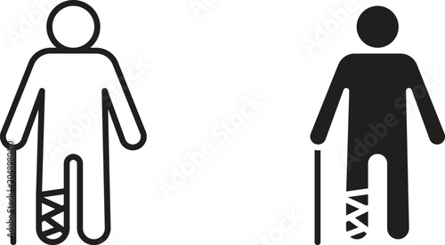 Canvastavla Man with broken leg icon vector editable. black vectors set