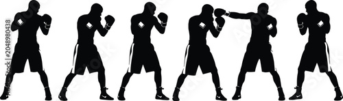 Fotografija Creative sequence of boxing jab silhouettes, symbolizing athletic technique, com
