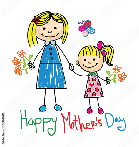 Happy mothers day celebration beautiful background design. Hand drawn mother's day background.