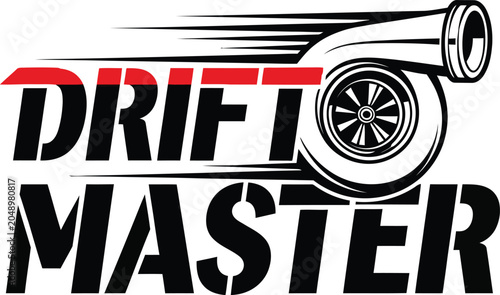 Canvas Print Drift Master modern font typography merged with automotive turbo charger