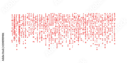 Abstract red binary code matrix pattern with falling numbers digital technology background vector illustration concept.
