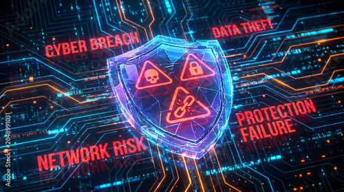 Cyber Breach Risk Dashboard with Data Theft Alerts and Network Security Threat Analysis